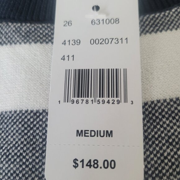 NWT BROOKS BROTHERS Gingham Ladybug Button-Shoulder Short-Sleeve Sweater Navy M - Picture 5 of 10